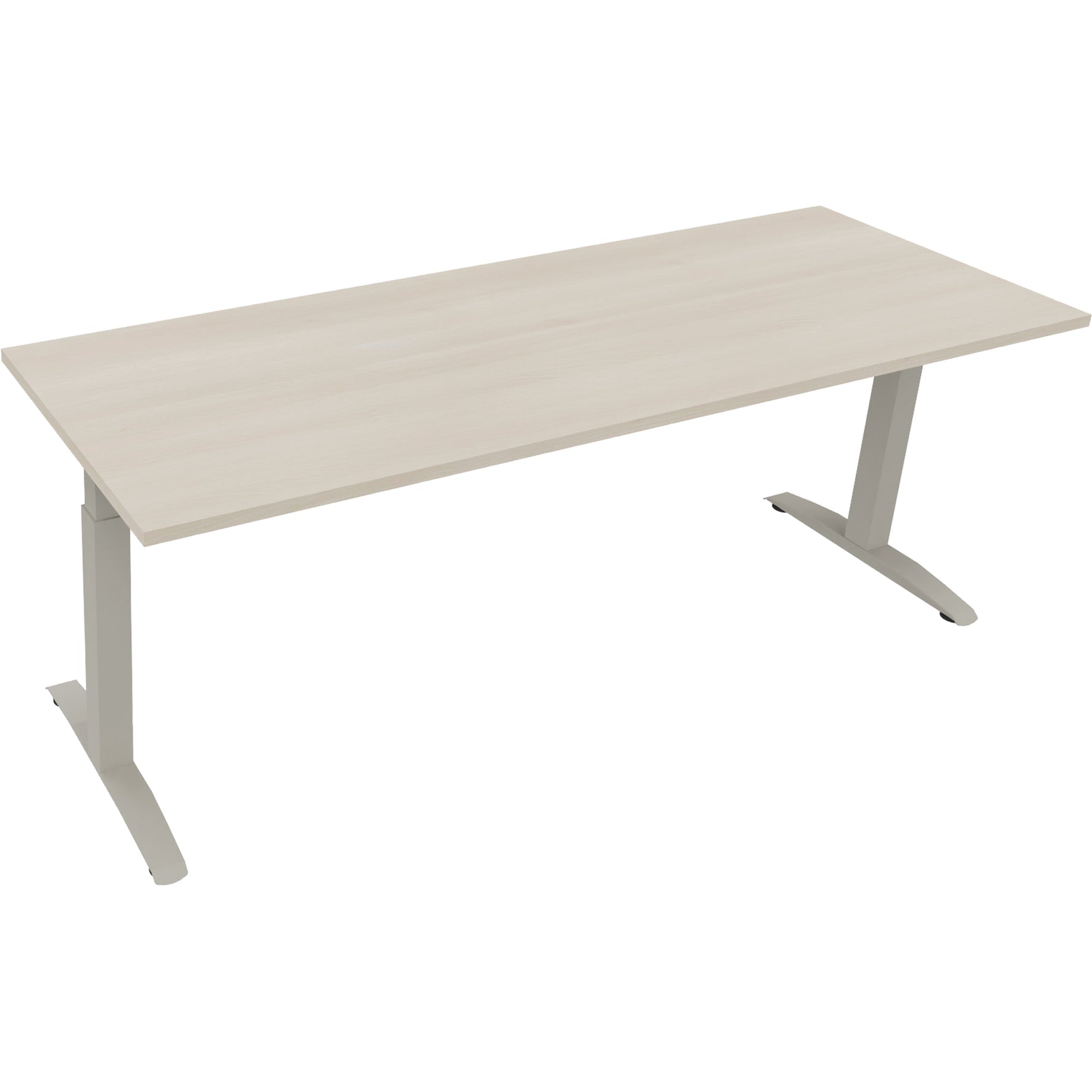 Neutralware Schreibtisch all in one 2.000 x 650-850 x 700 mm (B x H x T) Flachkufe Quadratrohr akazie hell – Produktbild