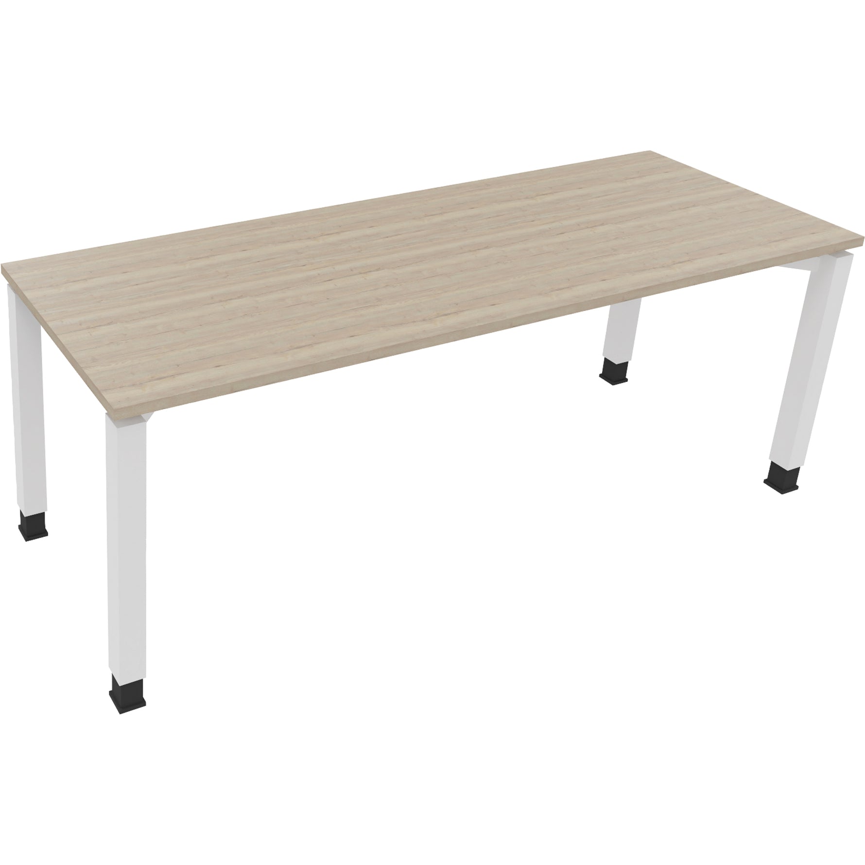 Neutralware Schreibtisch all in one 2.000 x 650-850 x 700 mm (B x H x T) Flachkufe Quadratrohr eiche natur – Produktbild