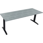 Neutralware Schreibtisch all in one 2.000 x 650-850 x 700 mm (B x H x T) Flachkufe Quadratrohr beton hell