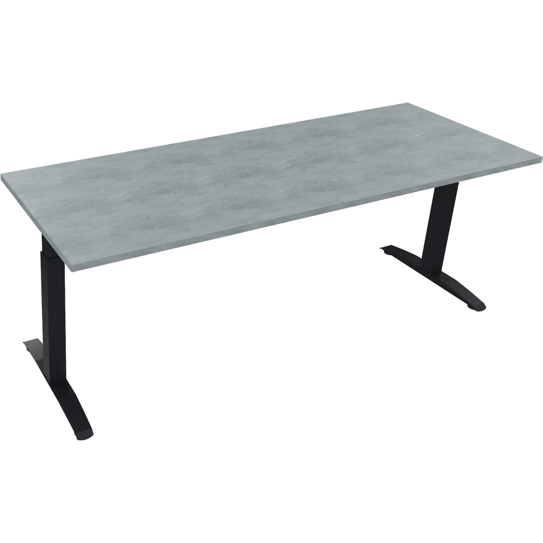 Neutralware Schreibtisch all in one 2.000 x 650-850 x 700 mm (B x H x T) Flachkufe Quadratrohr beton hell