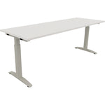 Neutralware Schreibtisch all in one 2.000 x 650-850 x 700 mm (B x H x T) Flachkufe Quadratrohr diamant weiß –