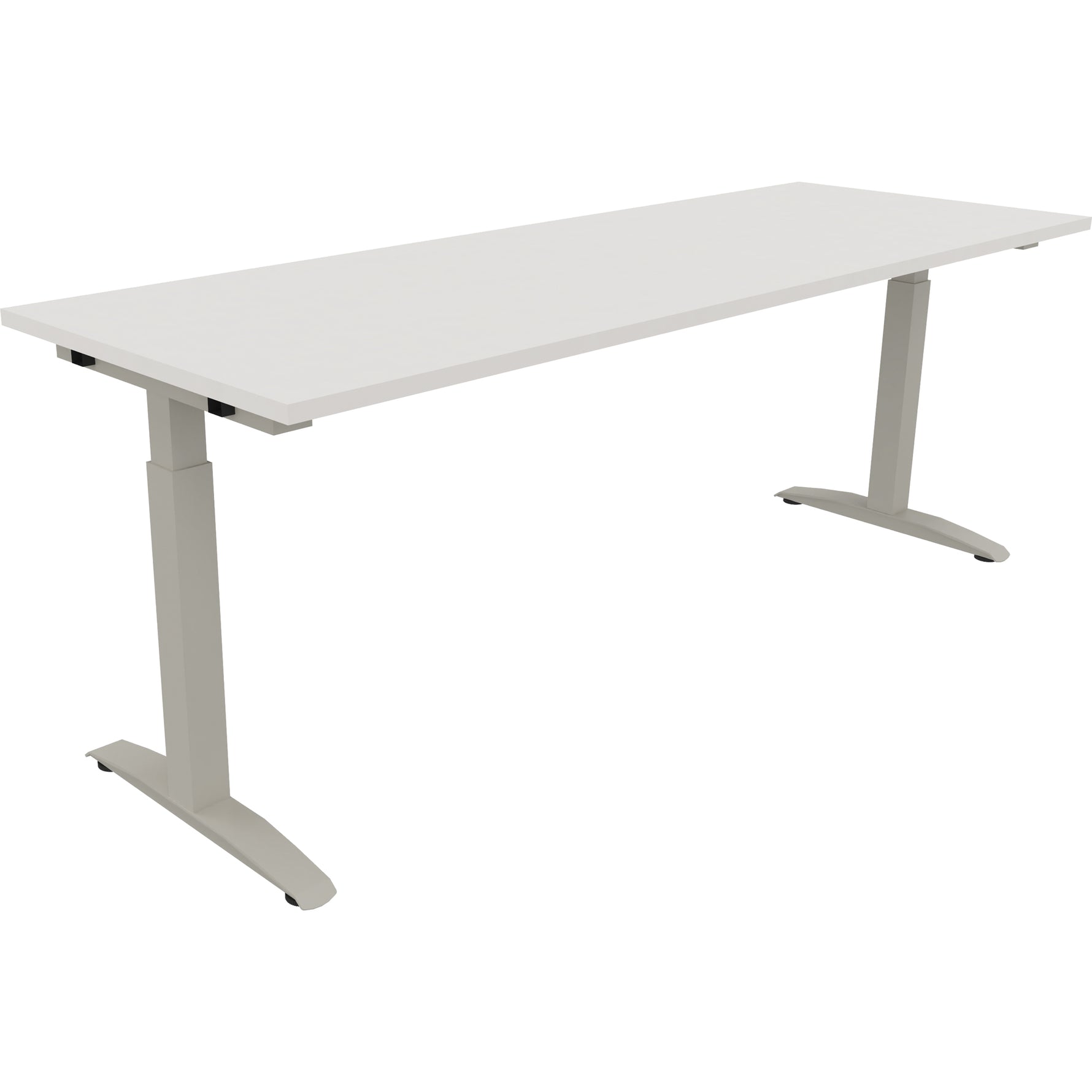 Neutralware Schreibtisch all in one 2.000 x 650-850 x 700 mm (B x H x T) Flachkufe Quadratrohr diamant weiß –