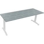 Neutralware Schreibtisch all in one 2.000 x 650-850 x 700 mm (B x H x T) Flachkufe Quadratrohr beton hell – Produktbild