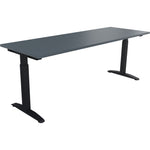 Neutralware Schreibtisch all in one 2.000 x 650-850 x 700 mm (B x H x T) Flachkufe Quadratrohr lavagrau – Produktbild 2