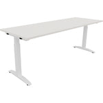 Neutralware Schreibtisch all in one 2.000 x 650-850 x 700 mm (B x H x T) Flachkufe Quadratrohr diamant weiß –