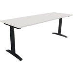 Neutralware Schreibtisch all in one 2.000 x 650-850 x 700 mm (B x H x T) Flachkufe Quadratrohr diamant weiß