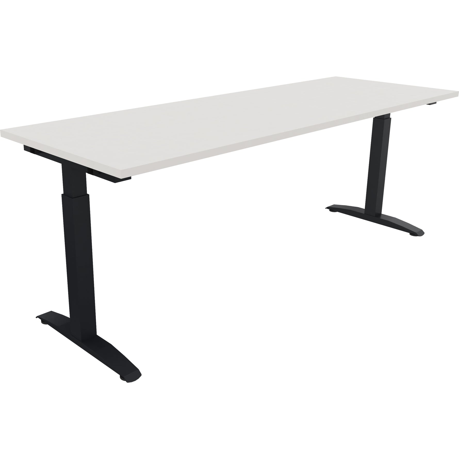Neutralware Schreibtisch all in one 2.000 x 650-850 x 700 mm (B x H x T) Flachkufe Quadratrohr diamant weiß