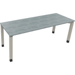 Neutralware Schreibtisch all in one 2.000 x 680-820 x 700 mm (B x H x T) Vierfuß Quadratrohr beton hell – Produktbild 2