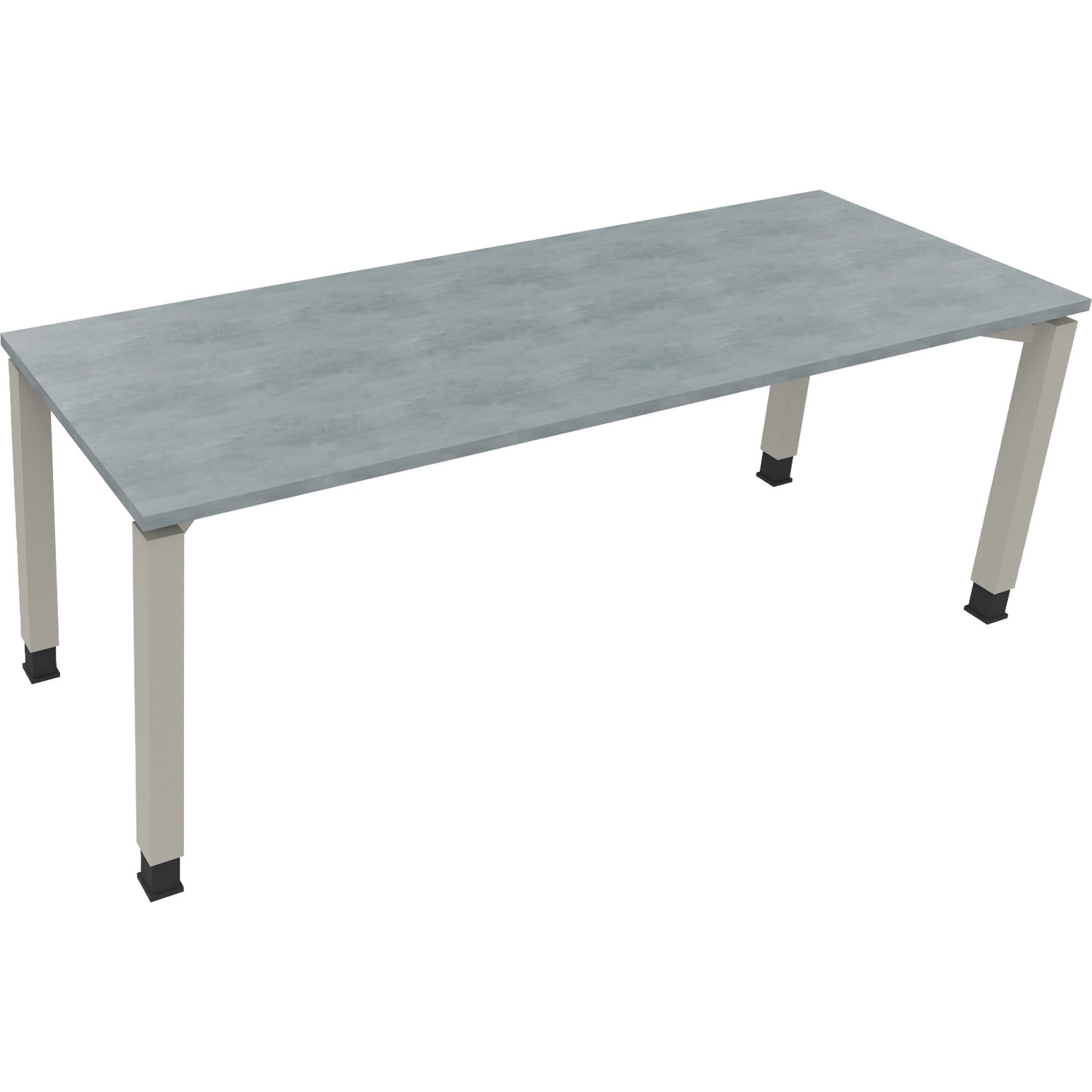 Neutralware Schreibtisch all in one 2.000 x 680-820 x 700 mm (B x H x T) Vierfuß Quadratrohr beton hell – Produktbild 2