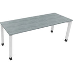 Neutralware Schreibtisch all in one 2.000 x 680-820 x 700 mm (B x H x T) Vierfuß Quadratrohr beton hell – Produktbild 3