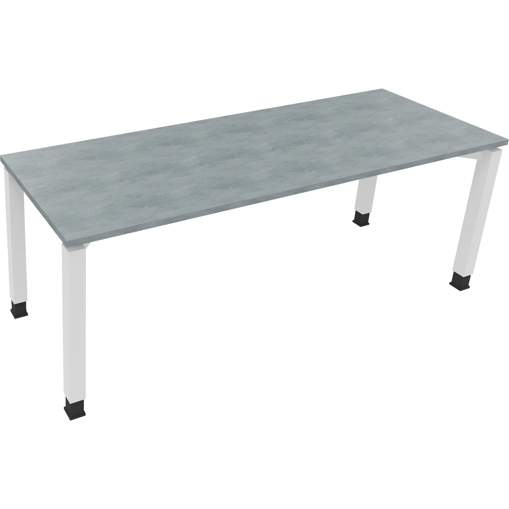 Neutralware Schreibtisch all in one 2.000 x 680-820 x 700 mm (B x H x T) Vierfuß Quadratrohr beton hell – Produktbild 3