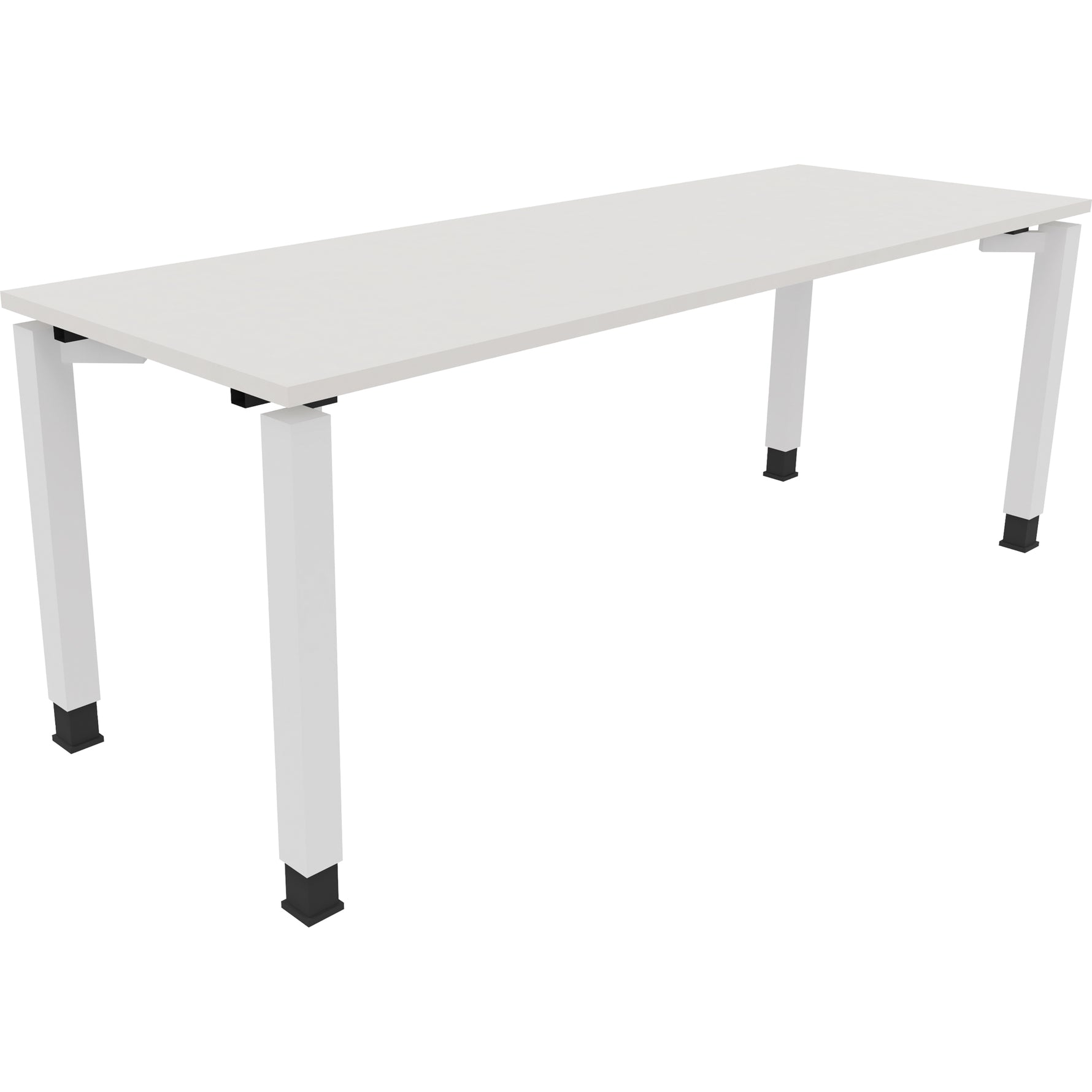 Neutralware Schreibtisch all in one 2.000 x 680-820 x 700 mm (B x H x T) Vierfuß Quadratrohr diamant weiß – Produktbild