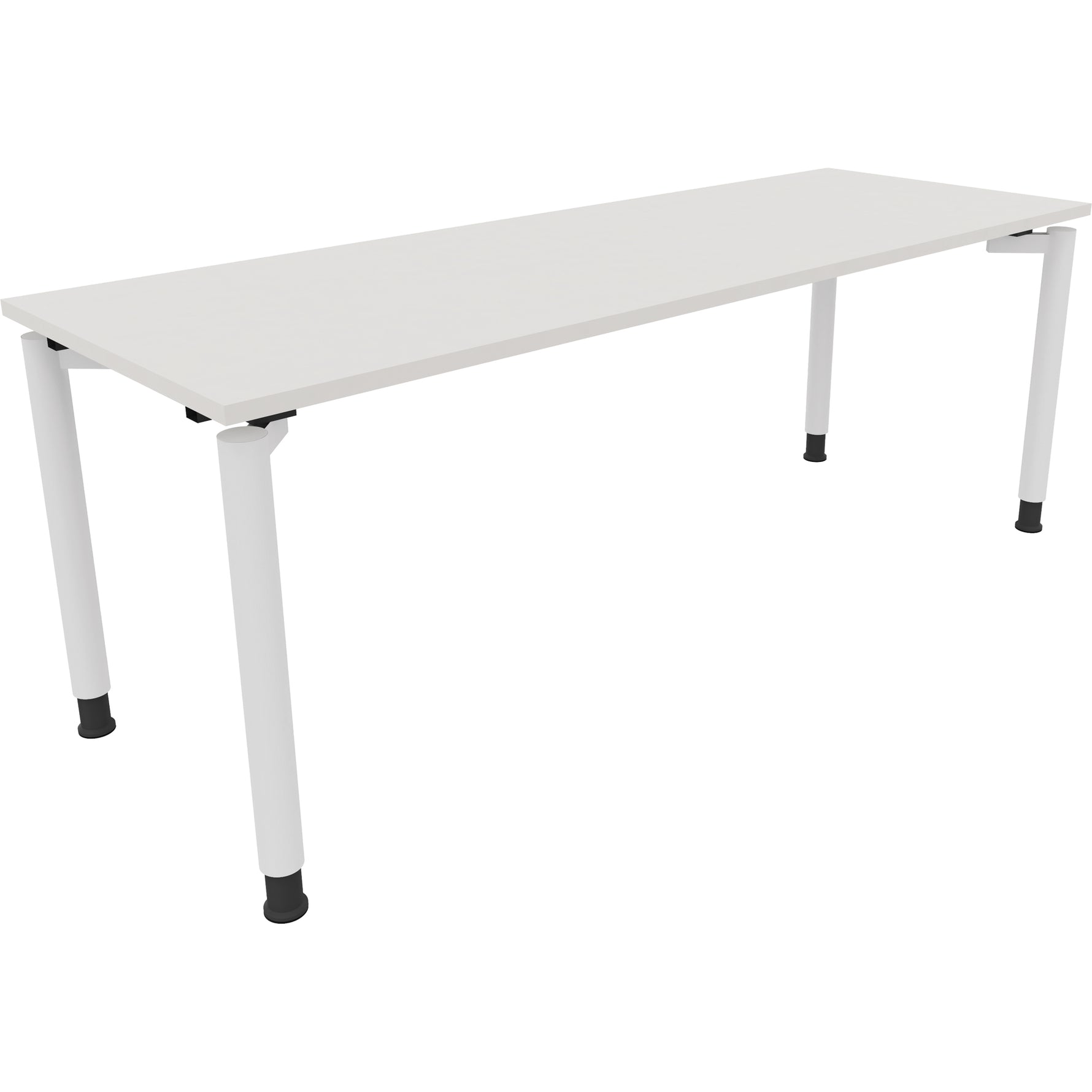 Neutralware Schreibtisch all in one 2.000 x 680-820 x 700 mm (B x H x T) Vierfuß Rundrohr diamant weiß – Produktbild 3