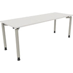 Neutralware Schreibtisch all in one 2.000 x 680-820 x 700 mm (B x H x T) Vierfuß Rundrohr diamant weiß – Produktbild 2