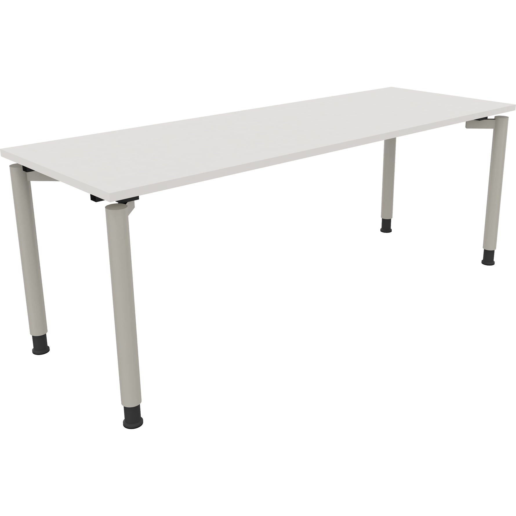 Neutralware Schreibtisch all in one 2.000 x 680-820 x 700 mm (B x H x T) Vierfuß Rundrohr diamant weiß – Produktbild 2