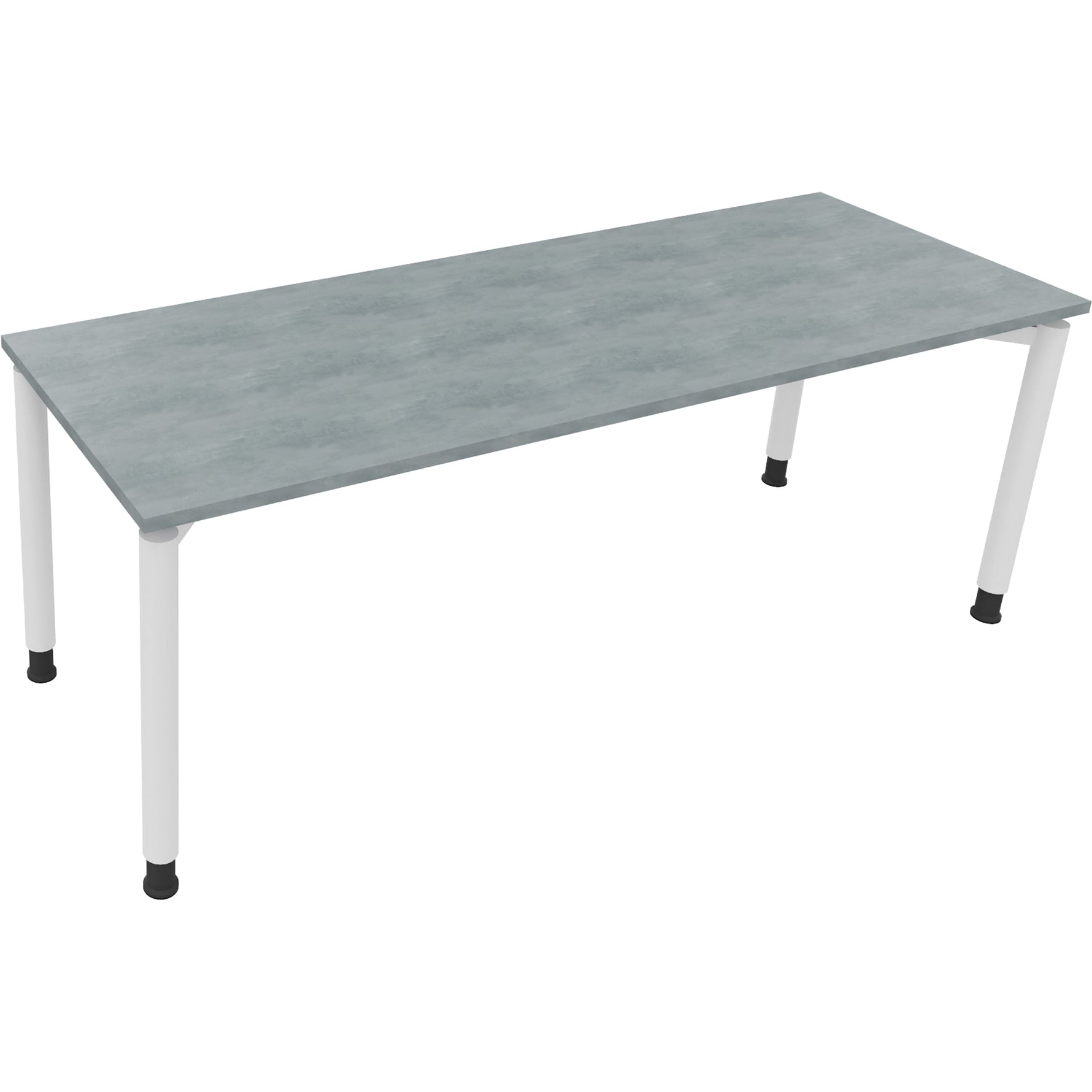 Neutralware Schreibtisch all in one 2.000 x 680-820 x 700 mm (B x H x T) Vierfuß Rundrohr beton hell – Produktbild 3