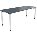 Neutralware Schreibtisch all in one 2.000 x 680-820 x 700 mm (B x H x T) Vierfuß Rundrohr lavagrau – Produktbild 3