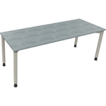 Neutralware Schreibtisch all in one 2.000 x 680-820 x 700 mm (B x H x T) Vierfuß Rundrohr beton hell – Produktbild 2