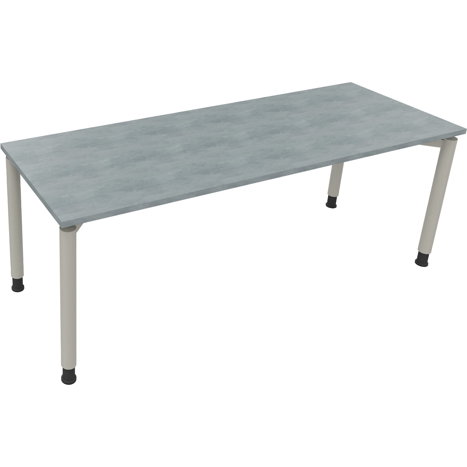 Neutralware Schreibtisch all in one 2.000 x 680-820 x 700 mm (B x H x T) Vierfuß Rundrohr beton hell – Produktbild 2