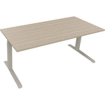 Schreibtisch all in one 1.800 x 645-1.275 x 800 mm (B x H x T) eiche natur