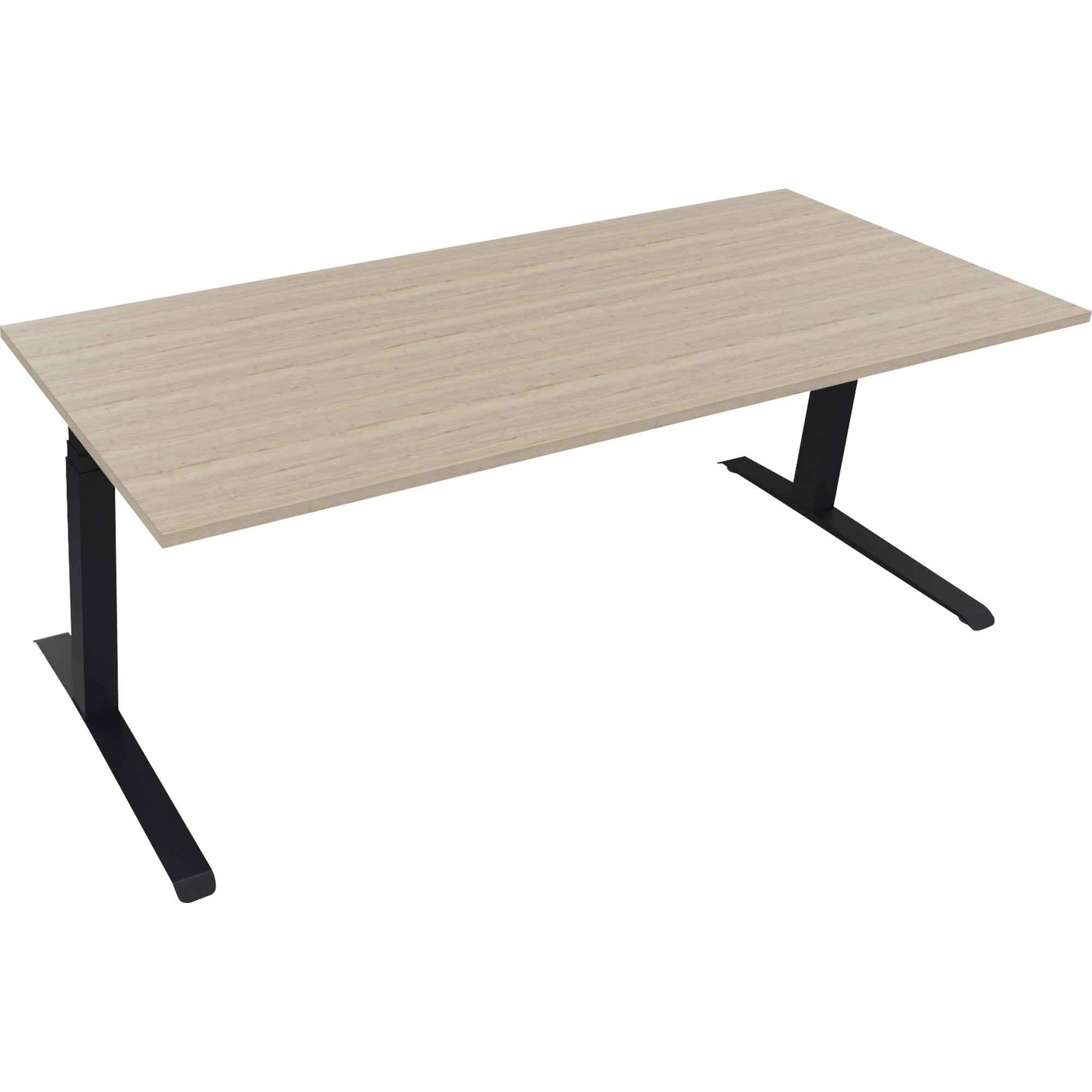 Schreibtisch all in one 2.000 x 645-1.275 x 800 mm (B x H x T) eiche natur