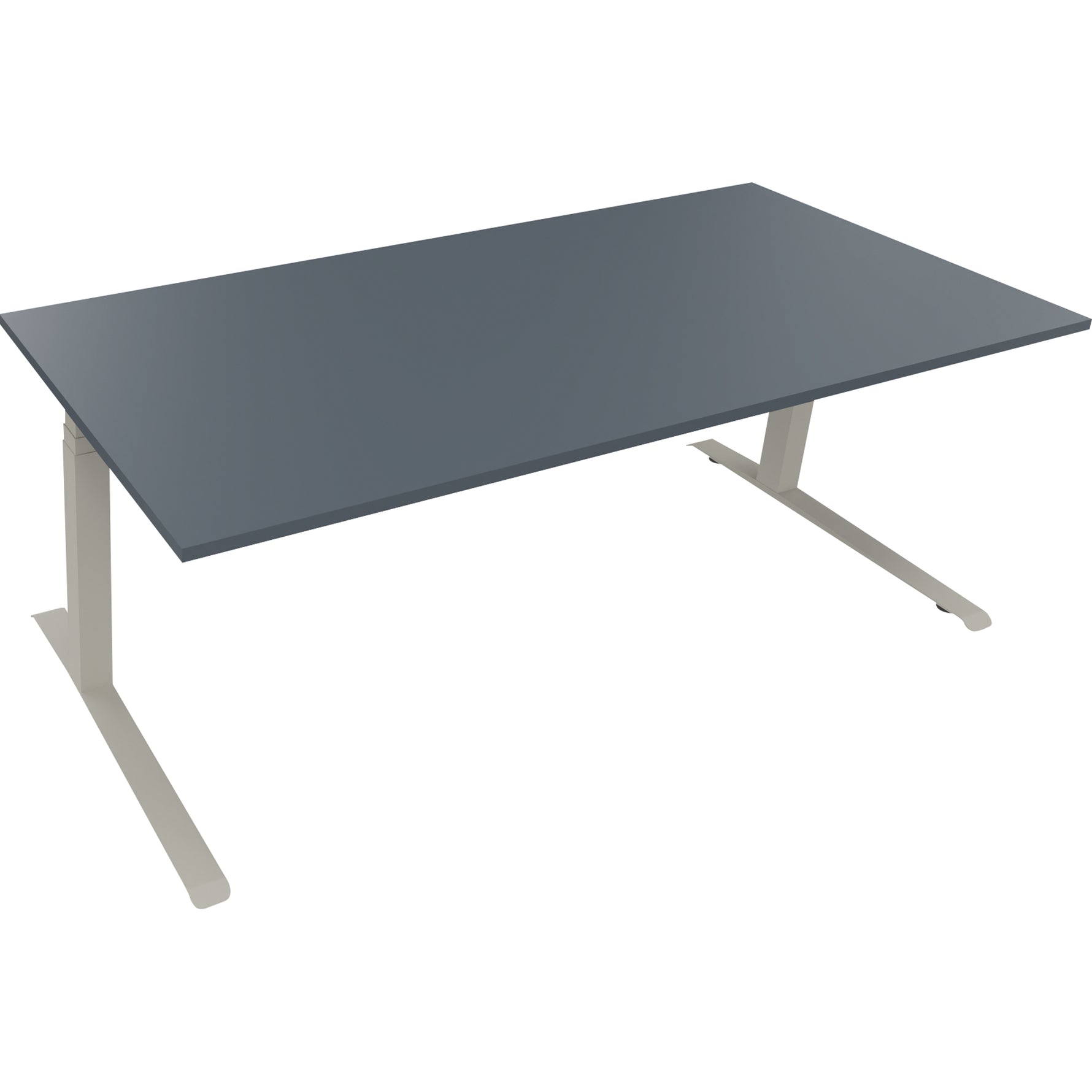 Neutralware Schreibtisch all in one 2.000 x 645-1.275 x 900 mm (B x H x T) lavagrau – Produktbild 2