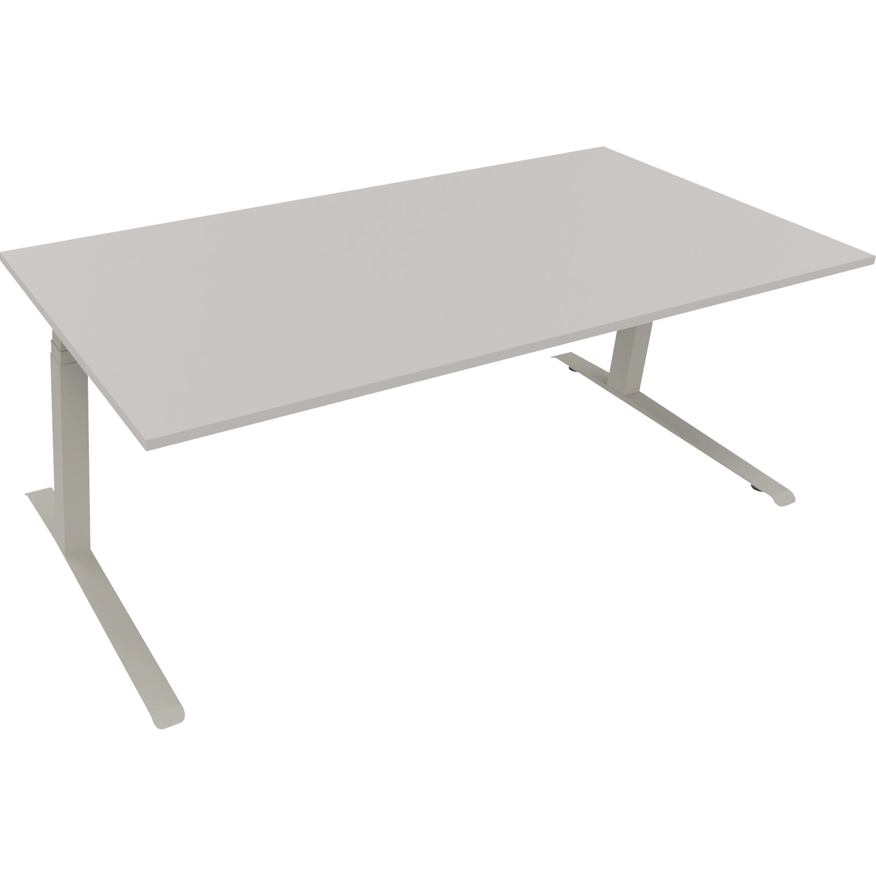 Neutralware Schreibtisch all in one 2.000 x 645-1.275 x 900 mm (B x H x T) lichtgrau – Produktbild 2