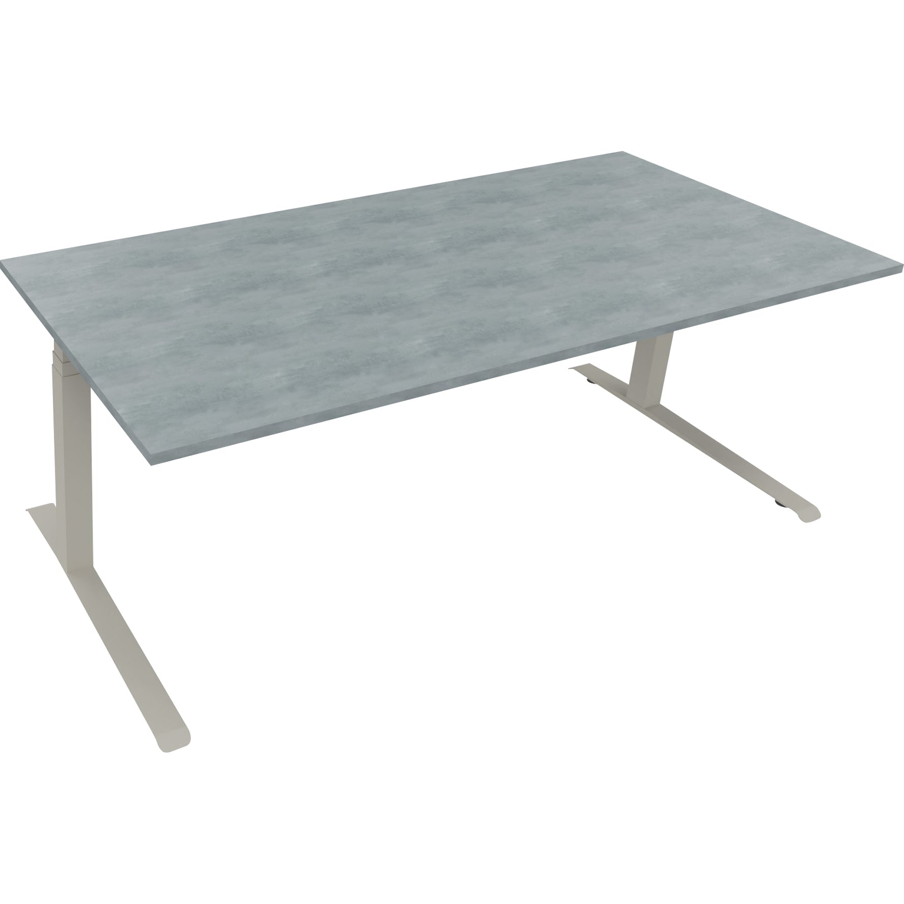 Neutralware Schreibtisch all in one 2.000 x 645-1.275 x 900 mm (B x H x T) beton hell – Produktbild 2