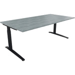 Neutralware Schreibtisch all in one 2.000 x 650-850 x 1.000 mm (B x H x T) Flachkufe Quadratrohr beton hell