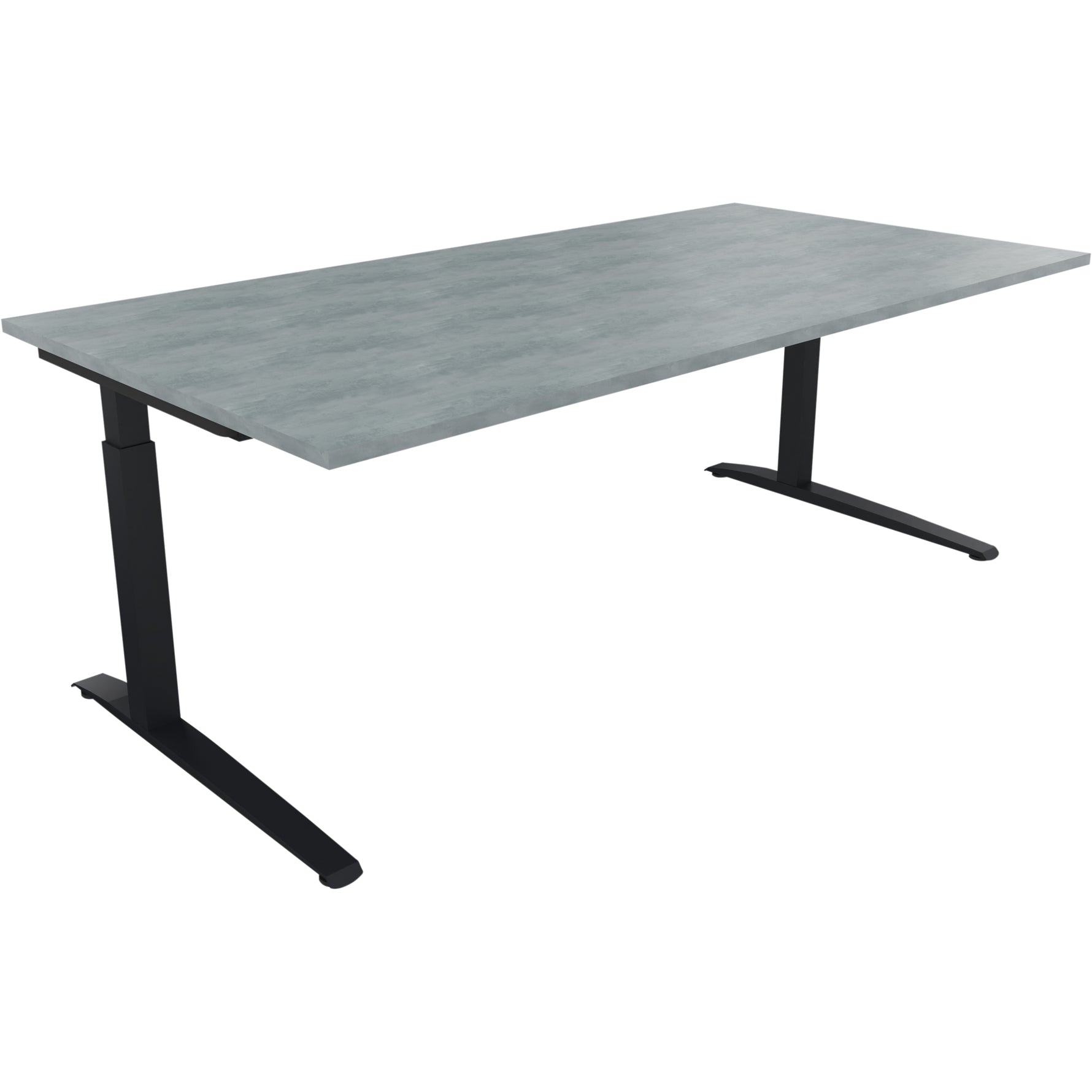 Neutralware Schreibtisch all in one 2.000 x 650-850 x 1.000 mm (B x H x T) Flachkufe Quadratrohr beton hell