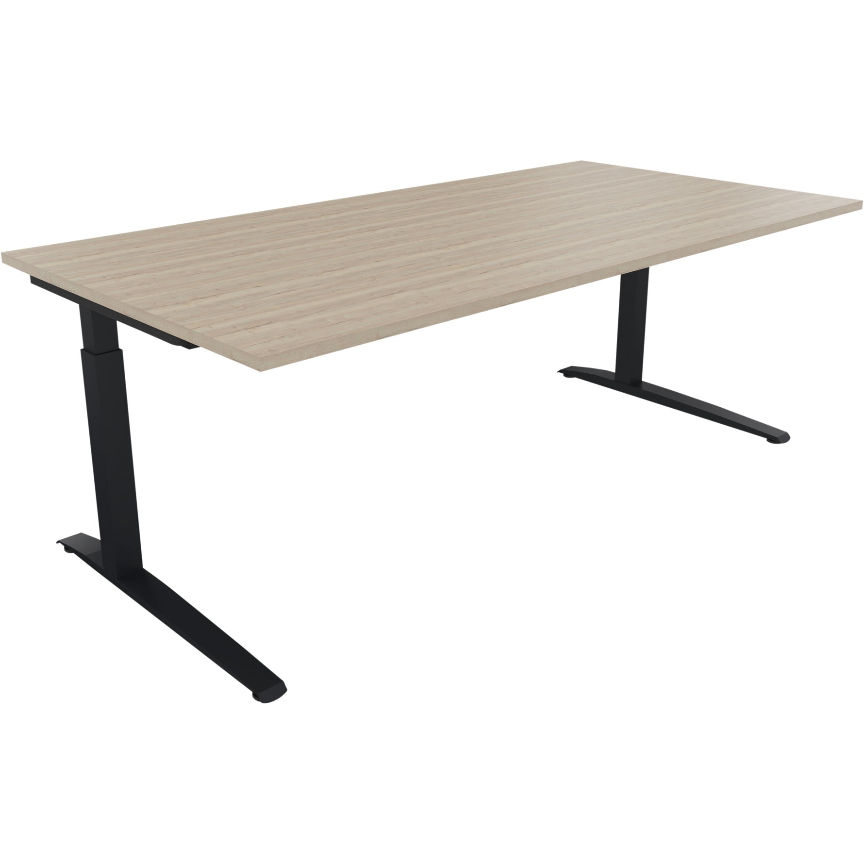 Neutralware Schreibtisch all in one 2.000 x 650-850 x 1.000 mm (B x H x T) Flachkufe Quadratrohr eiche natur