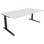 Neutralware Schreibtisch all in one 2.000 x 650-850 x 1.000 mm (B x H x T) Flachkufe Quadratrohr diamantweiß