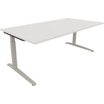 Neutralware Schreibtisch all in one 2.000 x 650-850 x 1.000 mm (B x H x T) Flachkufe Quadratrohr diamantweiß –