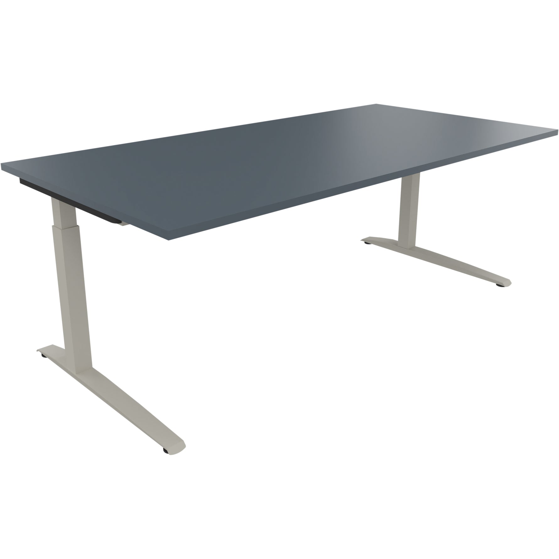 Neutralware Schreibtisch all in one 2.000 x 650-850 x 1.000 mm (B x H x T) Flachkufe Quadratrohr lavagrau – Produktbild