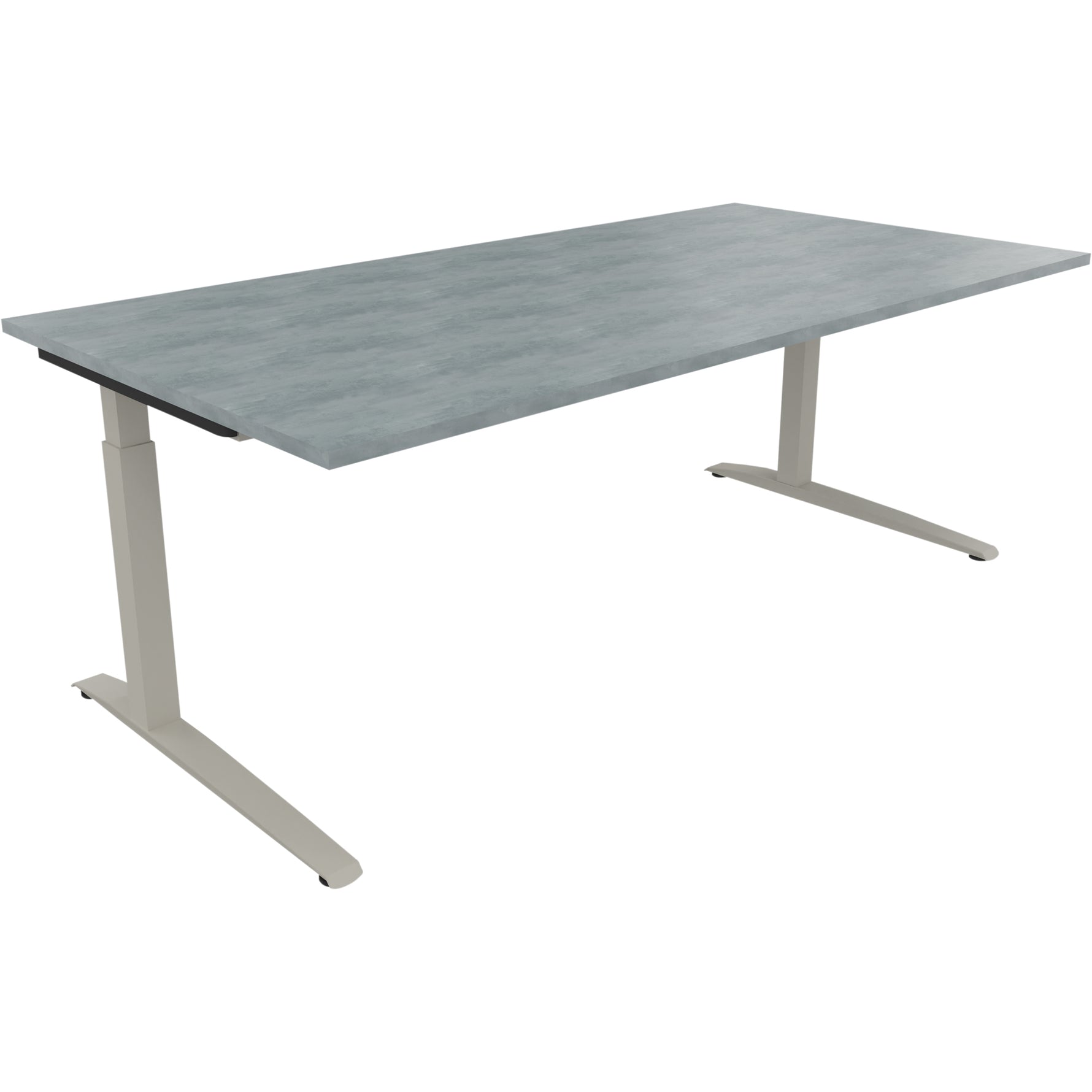 Neutralware Schreibtisch all in one 2.000 x 650-850 x 1.000 mm (B x H x T) Flachkufe Quadratrohr beton hell –