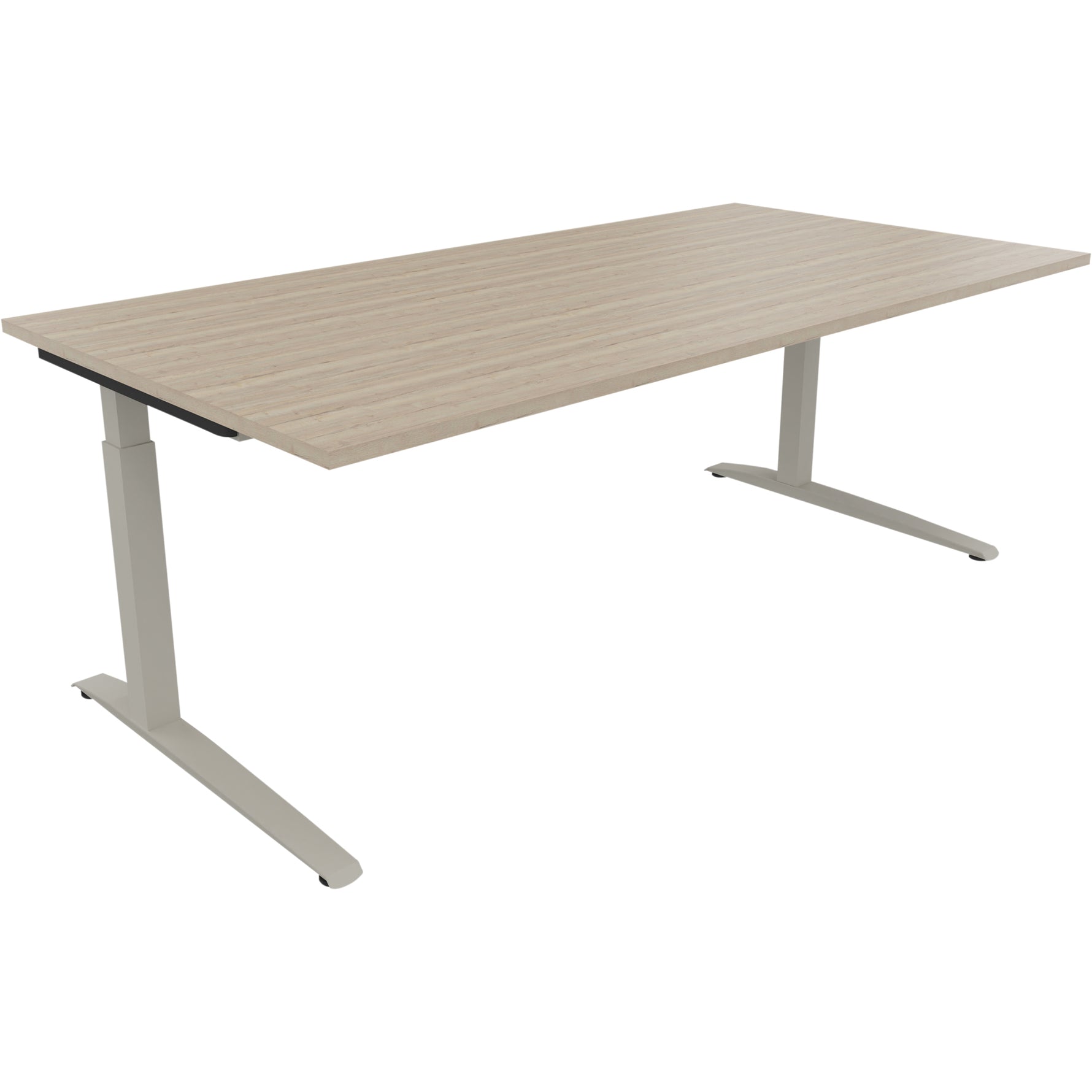 Neutralware Schreibtisch all in one 2.000 x 650-850 x 1.000 mm (B x H x T) Flachkufe Quadratrohr eiche natur –