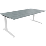 Neutralware Schreibtisch all in one 2.000 x 650-850 x 1.000 mm (B x H x T) Flachkufe Quadratrohr beton hell –