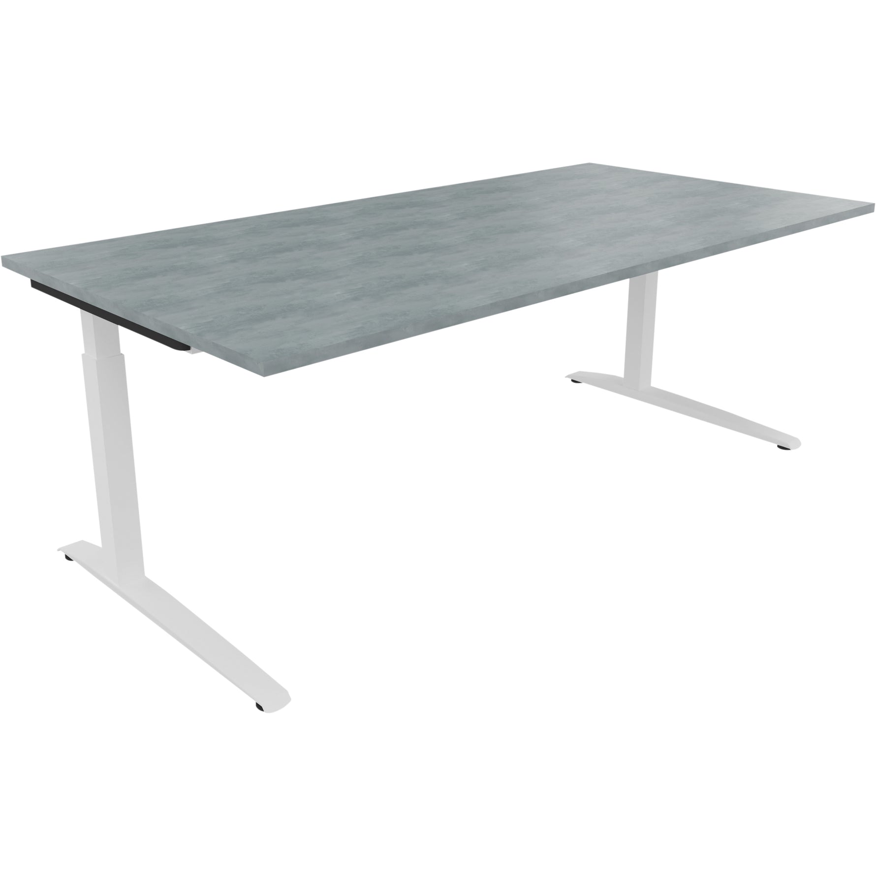 Neutralware Schreibtisch all in one 2.000 x 650-850 x 1.000 mm (B x H x T) Flachkufe Quadratrohr beton hell –