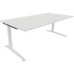 Neutralware Schreibtisch all in one 2.000 x 650-850 x 1.000 mm (B x H x T) Flachkufe Quadratrohr diamantweiß –
