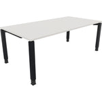 Neutralware Schreibtisch all in one 2.000 x 680-820 x 1.000 mm (B x H x T) Vierfuß Quadratrohr diamantweiß