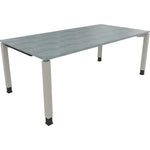 Neutralware Schreibtisch all in one 2.000 x 680-820 x 1.000 mm (B x H x T) Vierfuß Quadratrohr beton hell – Produktbild