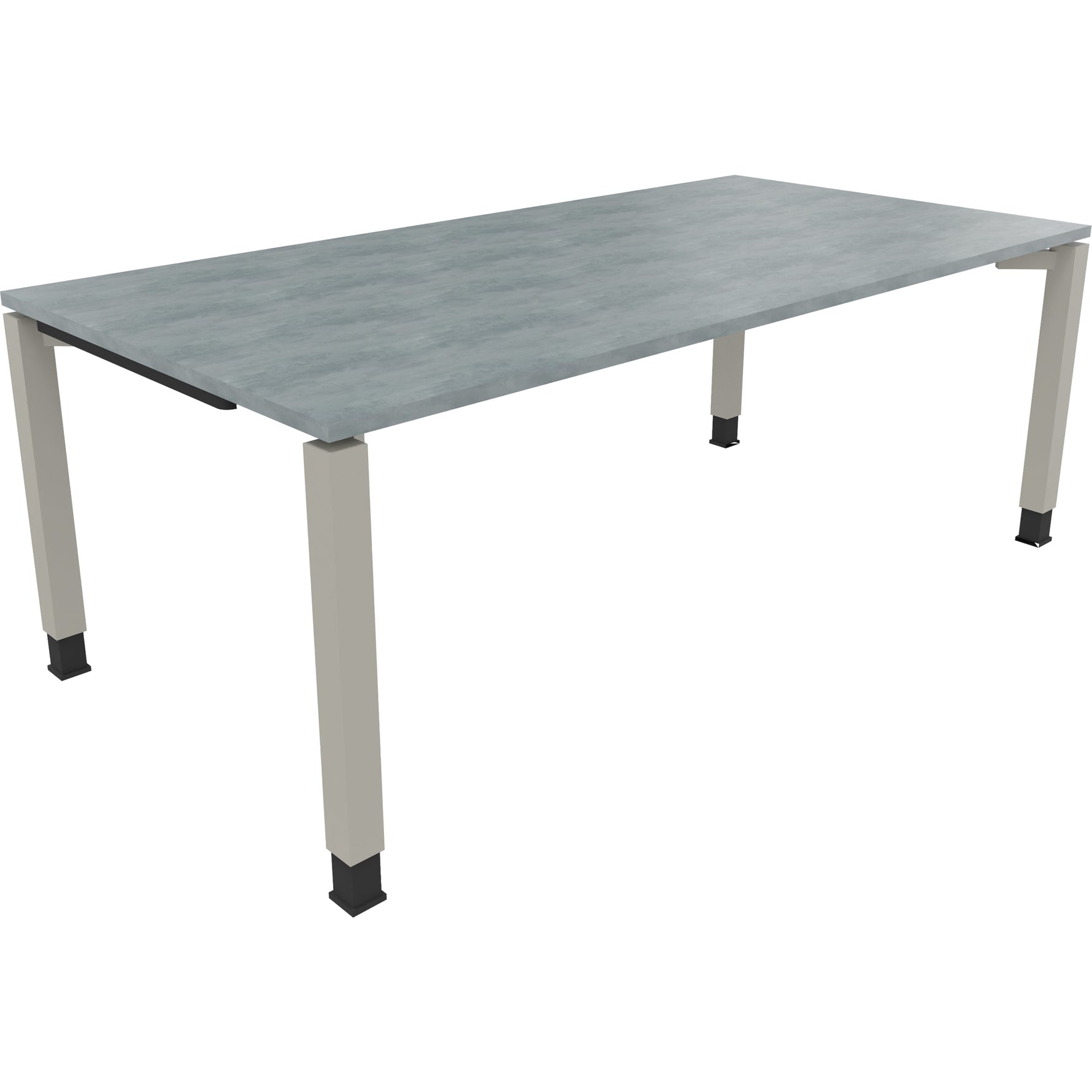 Neutralware Schreibtisch all in one 2.000 x 680-820 x 1.000 mm (B x H x T) Vierfuß Quadratrohr beton hell – Produktbild