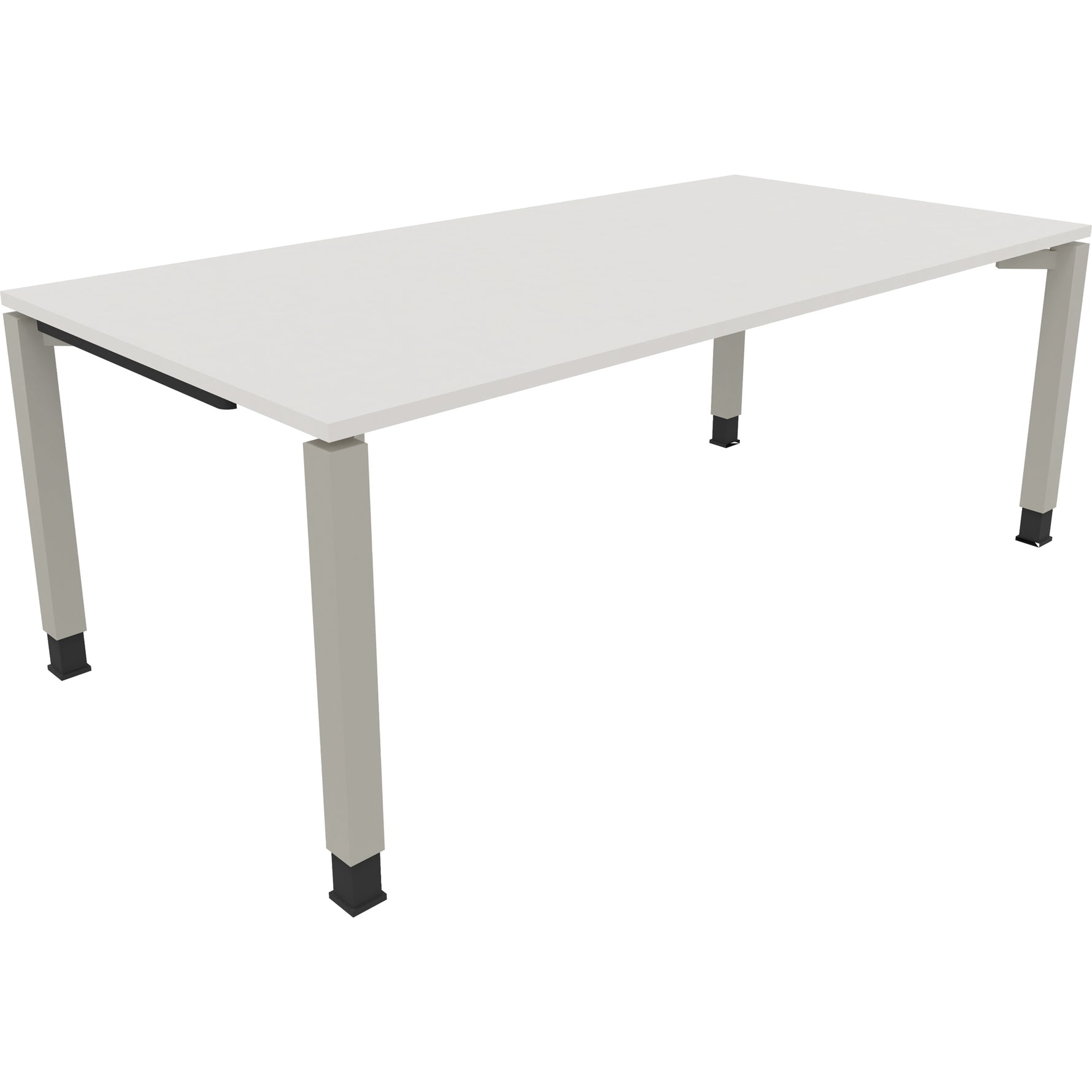 Neutralware Schreibtisch all in one 2.000 x 680-820 x 1.000 mm (B x H x T) Vierfuß Quadratrohr diamantweiß – Produktbild
