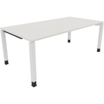 Neutralware Schreibtisch all in one 2.000 x 680-820 x 1.000 mm (B x H x T) Vierfuß Quadratrohr diamantweiß – Produktbild