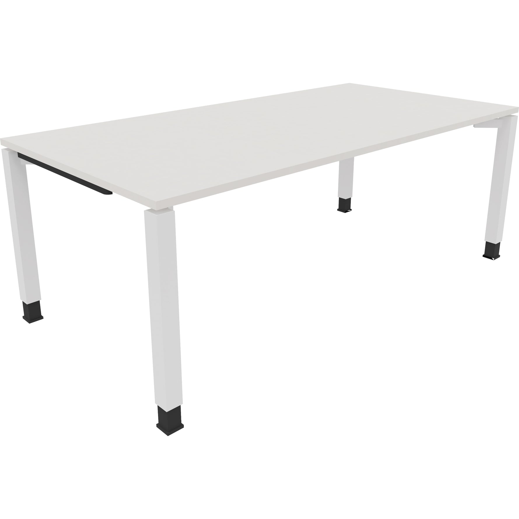 Neutralware Schreibtisch all in one 2.000 x 680-820 x 1.000 mm (B x H x T) Vierfuß Quadratrohr diamantweiß – Produktbild