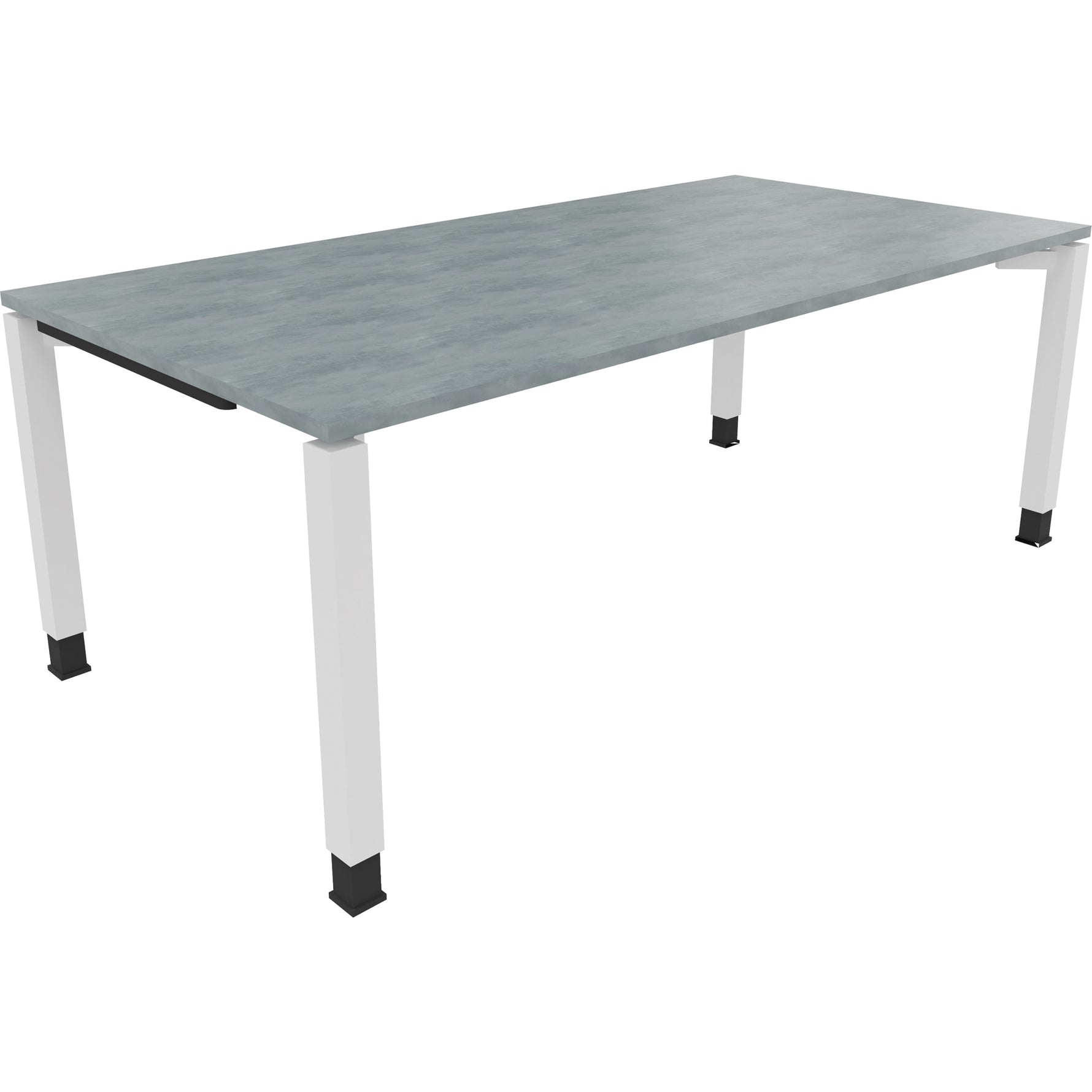 Neutralware Schreibtisch all in one 2.000 x 680-820 x 1.000 mm (B x H x T) Vierfuß Quadratrohr beton hell – Produktbild