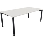 Neutralware Schreibtisch all in one 2.000 x 680-820 x 1.000 mm (B x H x T) Vierfuß Rundrohr diamantweiß