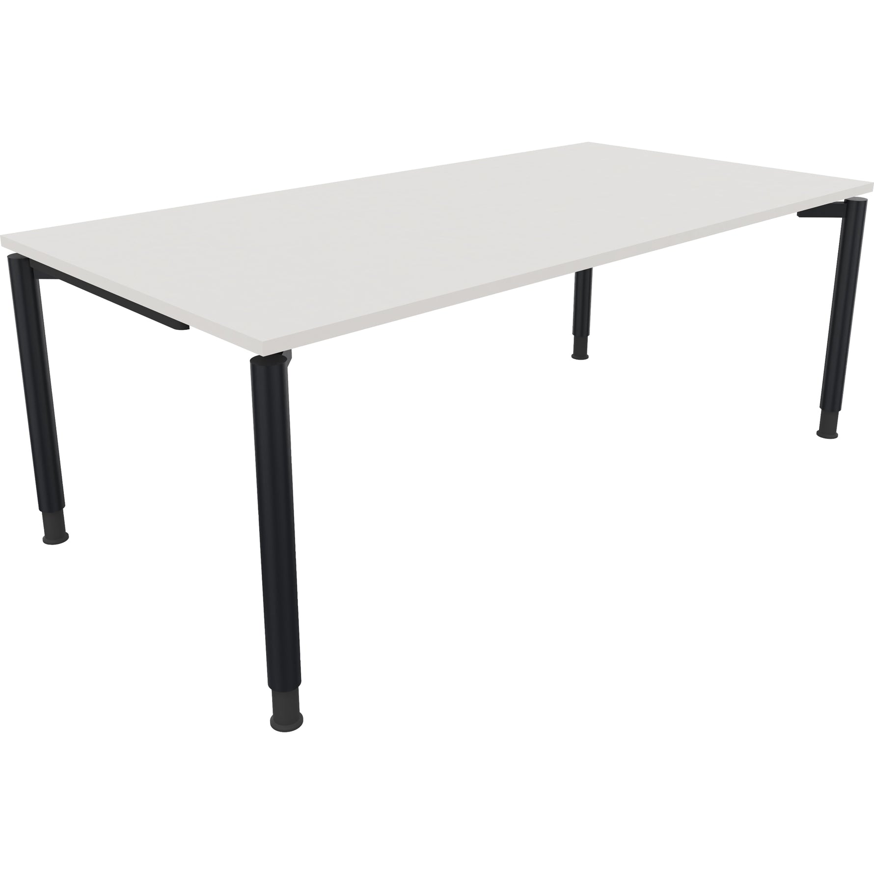 Neutralware Schreibtisch all in one 2.000 x 680-820 x 1.000 mm (B x H x T) Vierfuß Rundrohr diamantweiß