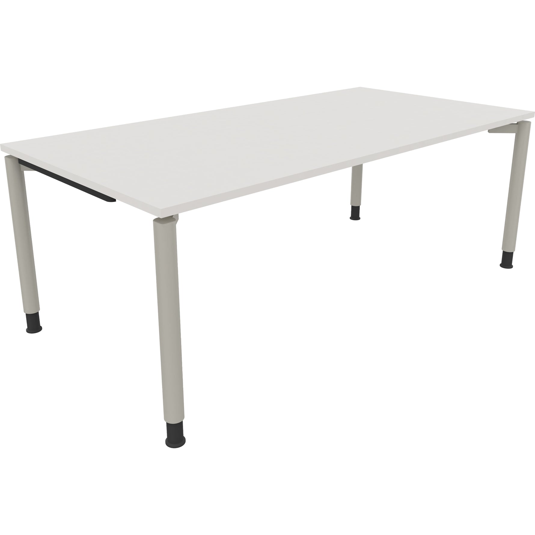 Neutralware Schreibtisch all in one 2.000 x 680-820 x 1.000 mm (B x H x T) Vierfuß Rundrohr diamantweiß – Produktbild 2