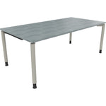 Neutralware Schreibtisch all in one 2.000 x 680-820 x 1.000 mm (B x H x T) Vierfuß Rundrohr beton hell – Produktbild 3